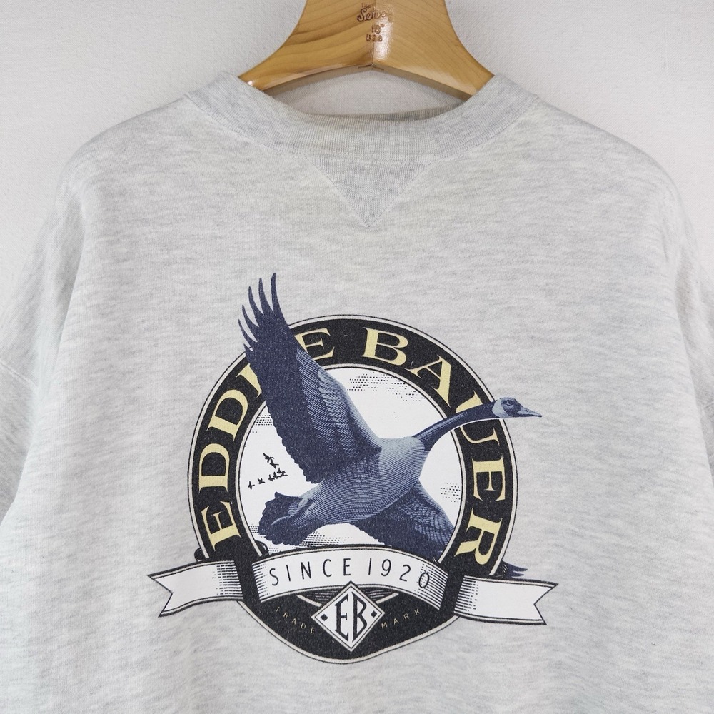 90's Vtg Eddie Bauer Gray Sweatshirt Mens XL Goose Big Logo Outdoors Crewneck - Picture 5 of 14